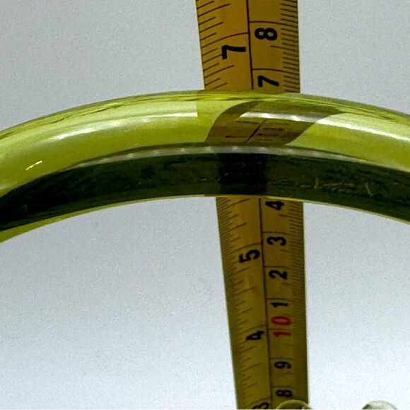 VINTAGE FENTON HOBNAIL BASKET Ruffled Edge Green Glass Bridal Basket 7” STICKER - Picture 5 of 6